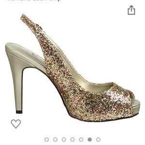 NIB Coloriffics Gala Gold Multicolor Glitter Heels